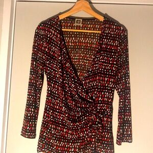 Stylish Women's Wrap Top - Red and Black